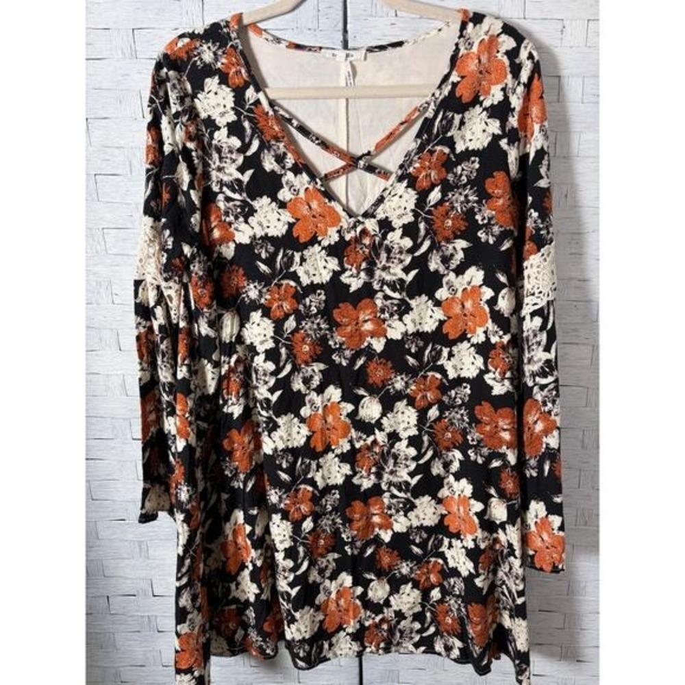 Soiebku womens blouse lease V-neck belt sleeve floral bohemian hippie festival
